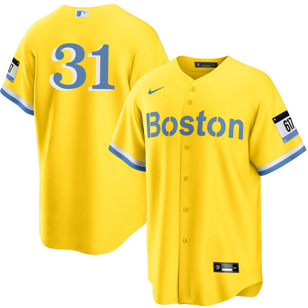 Mens Boston Red Sox #31 Liam Hendriks Yellow City Connect Limted Player Jersey
