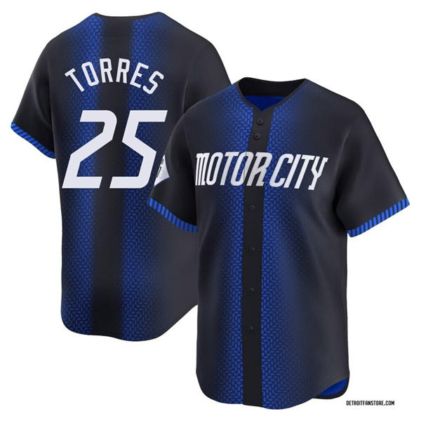 Men's Detroit Tigers #25 Gleyber Torres Nike Navy City Connect Limited Jersey