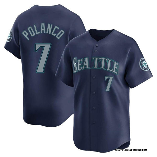 Men's Seattle Mariners #7 Jorge Polanco Nike Navy Road Limited Player Jersey