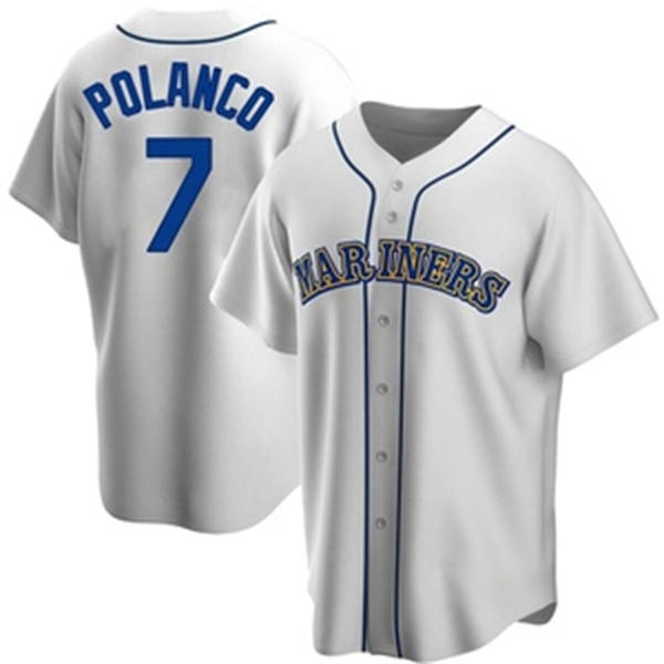 Men's Seattle Mariners #7 Jorge Polanco Nike White Cooperstown Collection Jersey