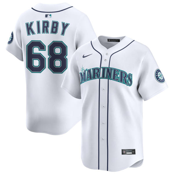Men's Seattle Mariners #68 George Kirby White Home Limited Player Jersey