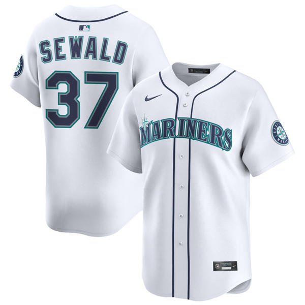 Men's Seattle Mariners #37 Paul Sewald White Home Limited Player Jersey