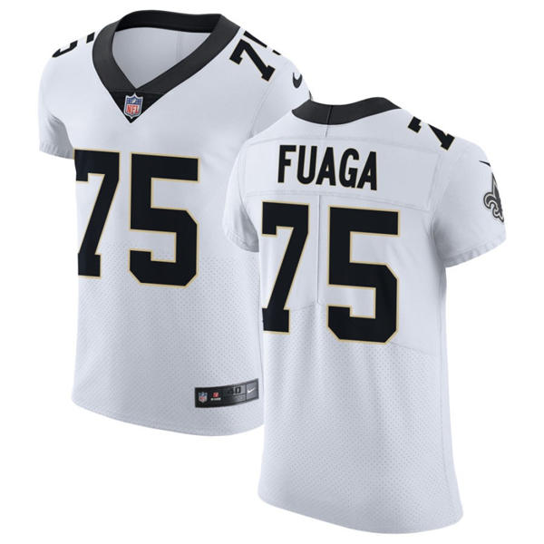 Mens New Orleans Saints #75 Taliese Fuaga Nike White Vapor F.U.S.E Limited Jersey