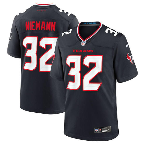 Men's Houston Texans #32 Nick Niemann Nike Navy White Alternate F.U.S.E. Limited Player Jersey