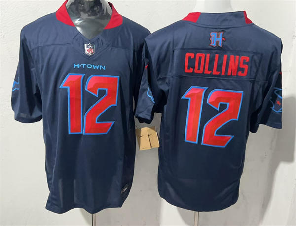 Mens Houston Texans #12 Nico Collins Nike Navy Red 2nd Alternate H-Town F.U.S.E. Limited Player Jersey