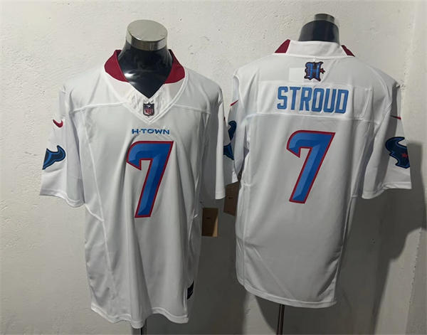 Men's Houston Texans #7 CJ Stroud White H-Town Fans Fashion F.U.S.E. Limited Jersey