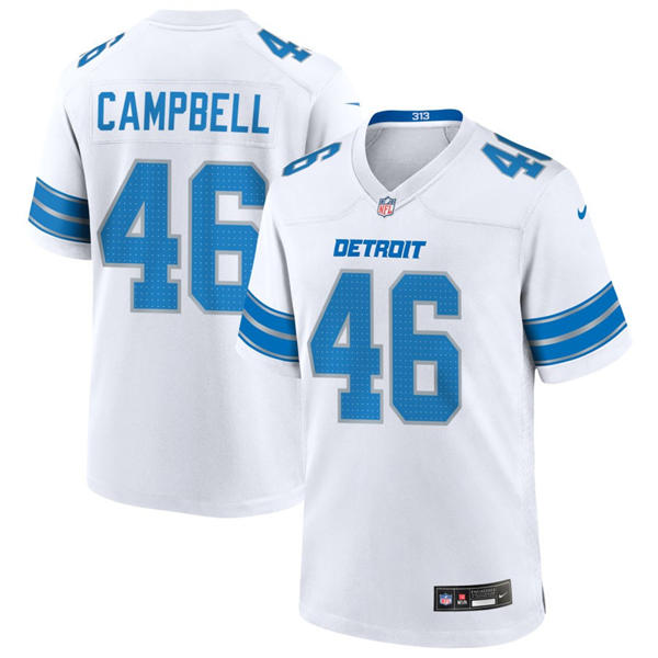 Mens Detroit Lions #46 Jack Campbell Nike White Vapor F.U.S.E. Limited Player Jersey