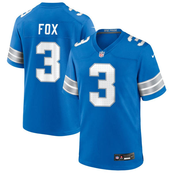 Mens Detroit Lions #3 Jack Fox Nike Blue Vapor F.U.S.E. Limited Player Jersey