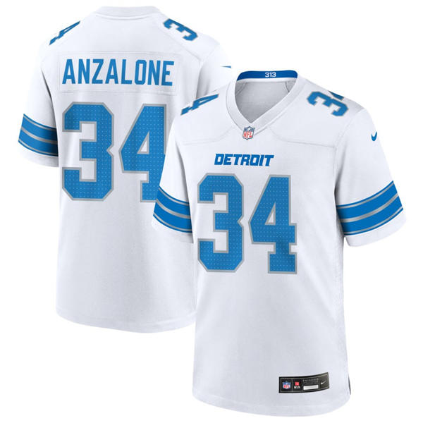 Mens Detroit Lions #34 Alex Anzalone Nike White Vapor F.U.S.E. Limited Jersey