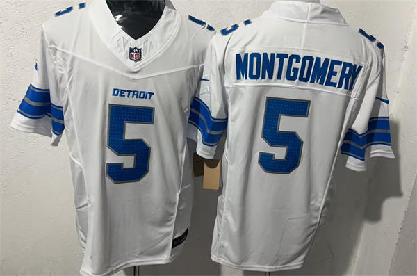 Mens Detroit Lions #5 David Montgomery Nike White Vapor F.U.S.E. Limited Jersey