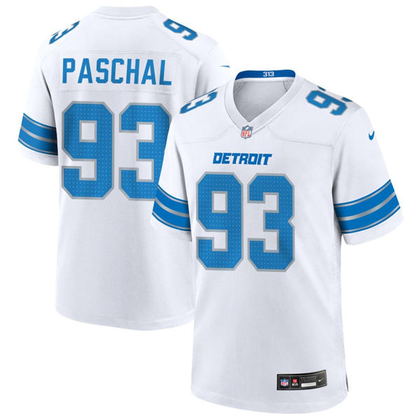 Mens Detroit Lions #93 Josh Paschal Nike White Vapor F.U.S.E. Limited Player Jersey