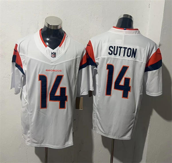 Youth Denver Broncos #14 Courtland Sutton Nike White Vapor Limited Jersey