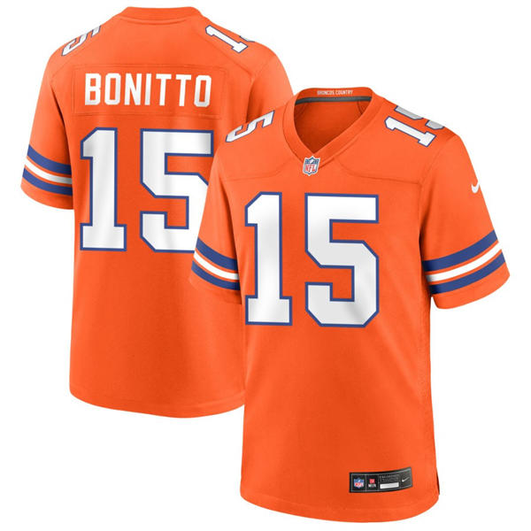 Youth Denver Broncos #15 Nik Bonitto Nike Orange Mile High Collection 1977 Throwback Limited Jersey