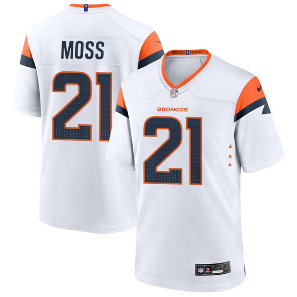 Mens Denver Broncos #21 Riley Moss Nike White Vapor F.U.S.E. Limited Player Jersey