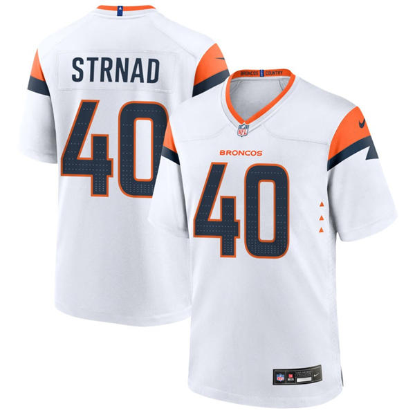Mens Denver Broncos #40 Justin Strnad Nike White Vapor F.U.S.E. Limited Player Jersey