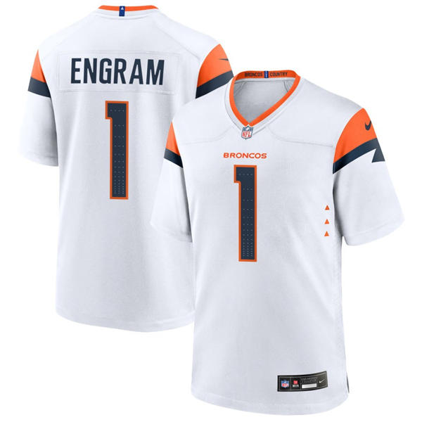 Mens Denver Broncos #1 Evan Engram Nike White Vapor F.U.S.E. Limited Player Jersey