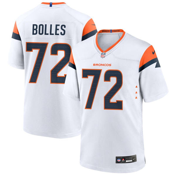 Mens Denver Broncos #72 Garett Bolles Nike White Vapor F.U.S.E. Limited Player Jersey