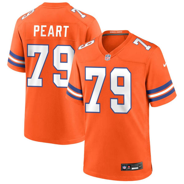 Mens Denver Broncos #79 Matt Peart Nike Orange Mile High Collection 1977 Throwback F.U.S.E. Limited Jersey