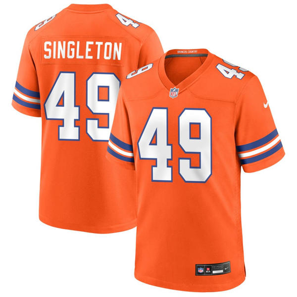 Mens Denver Broncos #49 Alex Singleton Nike Orange Mile High Collection 1977 Throwback F.U.S.E. Limited Jersey