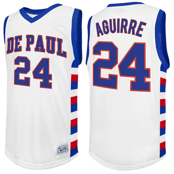 Mens Youth DePaul Blue Demons Custom White Retro Basketball Jersey