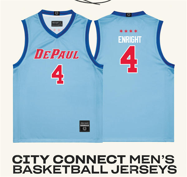 Mens Youth DePaul Blue Demons Custom Nike Light Blue City Connect Basketball Jersey
