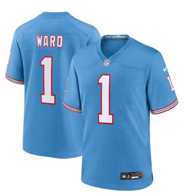 Youth Tennessee Titans #1 Cam Ward Nike Light Blue Oilers Throwback Limited Jersey