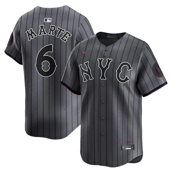 Mens New York Mets #6 Starling Marte Nike Graphite City Connect Limited Jersey