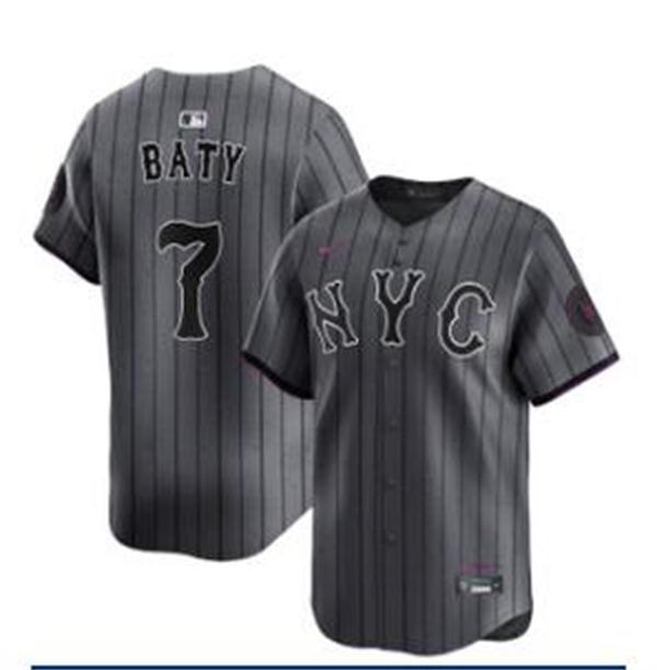 Mens New York Mets #7 Brett Baty Nike Graphite City Connect Limited Jersey