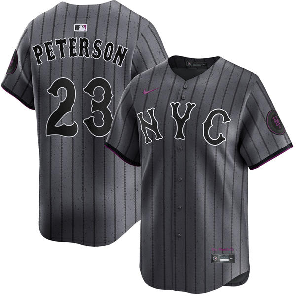 Mens New York Mets #23 David Peterson Nike Graphite City Connect Limited Jersey