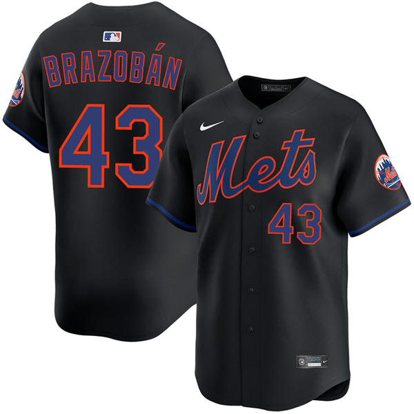 Mens New York Mets #43 Huascar Brazoban Nike Black Alternate Limited Player Jersey