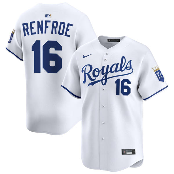 Mens Kansas City Royals #16 Hunter Renfroe Nike Home White Limited Jersey