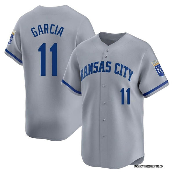 Mens Kansas City Royals #11 Maikel Garcia Nike Gray Road Limited Player Jersey