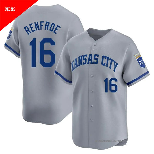 Mens Kansas City Royals #16 Hunter Renfroe Nike Gray Road Limited Player Jersey