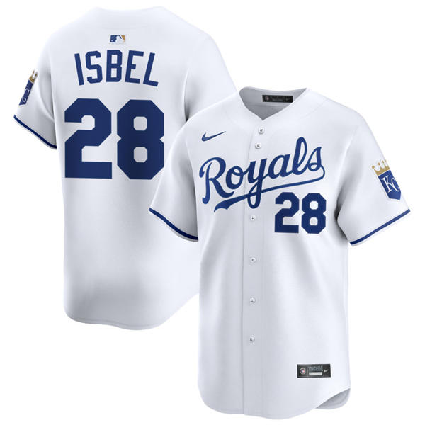 Mens Kansas City Royals #28 Kyle Isbel Nike Home White Limited Jersey