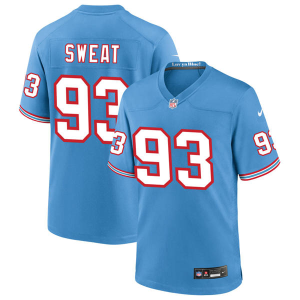 Mens Tennessee Titans #93 T'Vondre Sweat Nike Light Blue Oilers Throwback Vapor F.U.S.E. Limited Jersey