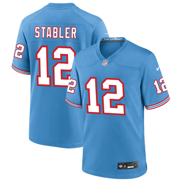 Mens Tennessee Titans Retired Player #12 Ken Stabler Nike Light Blue Oilers Throwback Vapor F.U.S.E. Limited Jersey