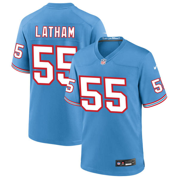 Mens Tennessee Titans #55 JC Latham Nike Light Blue Oilers Throwback Vapor F.U.S.E. Limited Jersey