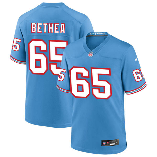 Mens Tennessee Titans Retired Player #65 Elvin Bethea Nike Light Blue Oilers Throwback Vapor F.U.S.E. Limited Jersey
