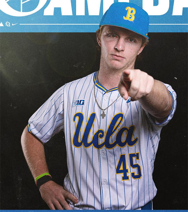 Men's Youth UCLA Bruins Custom Nike 2025 BIG Ten College Baseball Game Jersey White Pinstripe