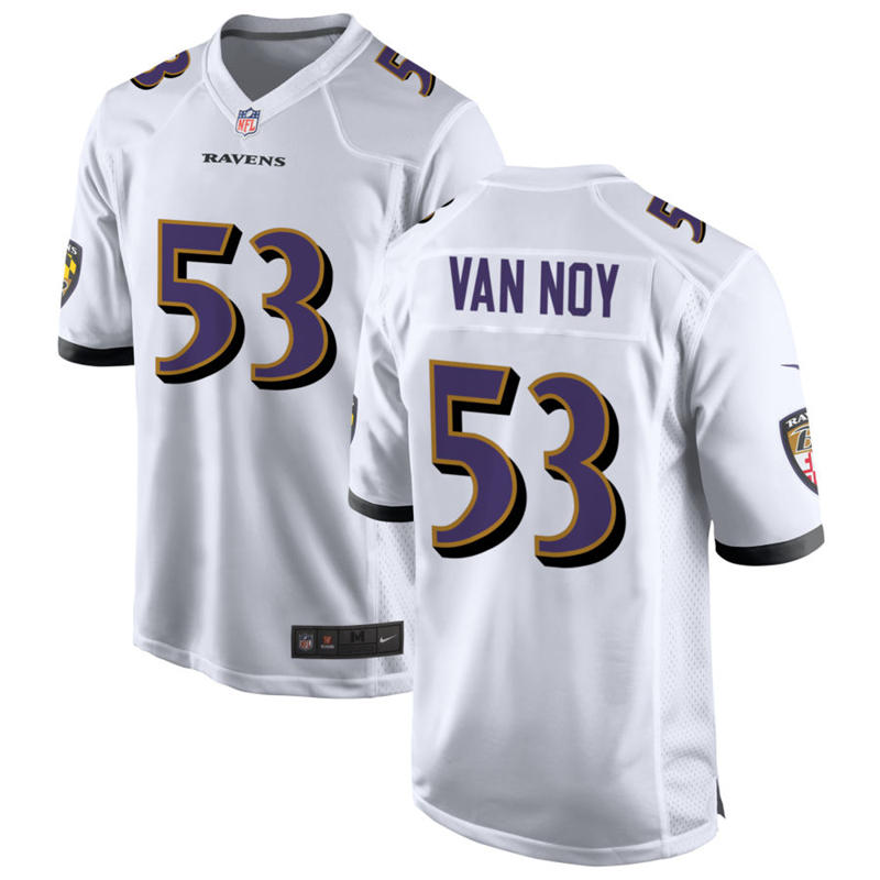 Youth Baltimore Ravens #53 Kyle Van Noy Nike White Vapor Limited Jersey