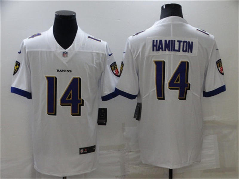 Youth Baltimore Ravens #14 Kyle Hamilton Nike White Vapor Limited Jersey