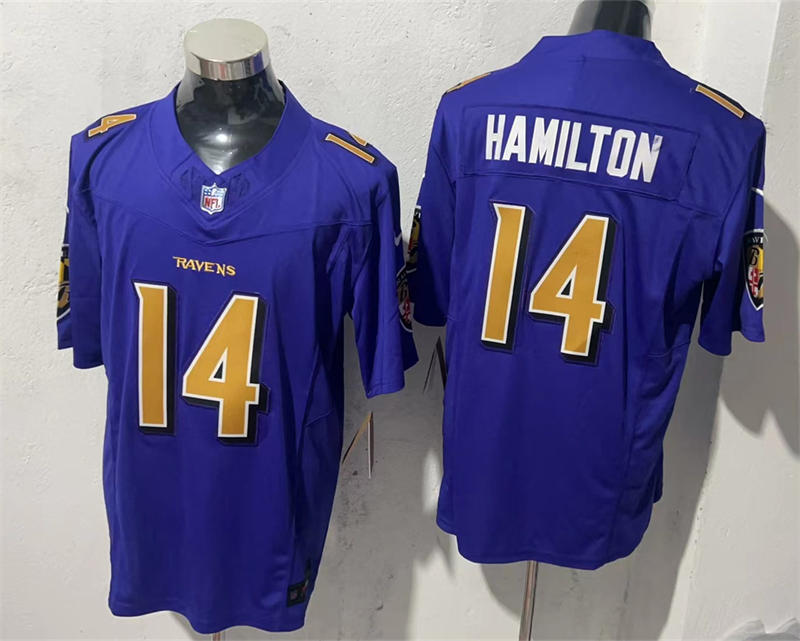 Youth Baltimore Ravens #14 Kyle Hamilton Nike Purple Color Rush Limited Jersey