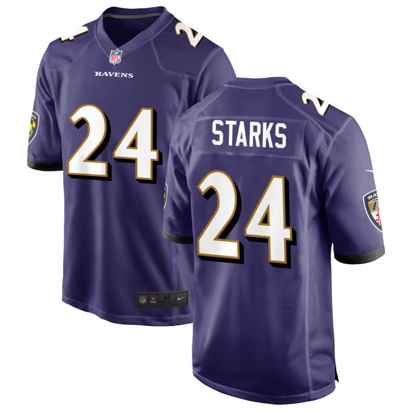 Youth Baltimore Ravens #24 Malaki Starks Nike Purple Limited Jersey
