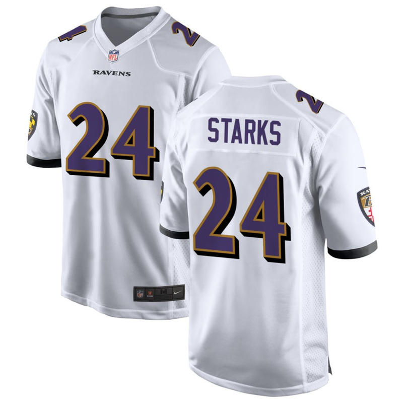 Youth Baltimore Ravens #24 Malaki Starks Nike White Vapor Limited Jersey