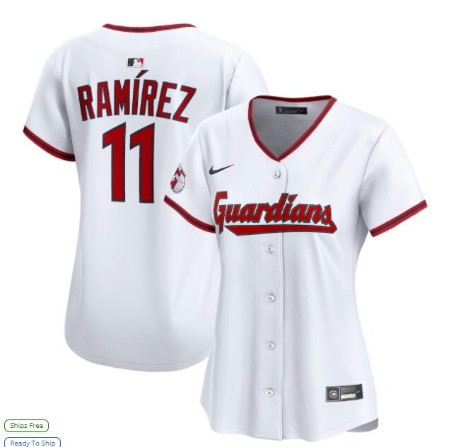 Womens Cleveland Guardians #11 Jose Ramirez  Nike 2025 White Home Limited Player Jersey