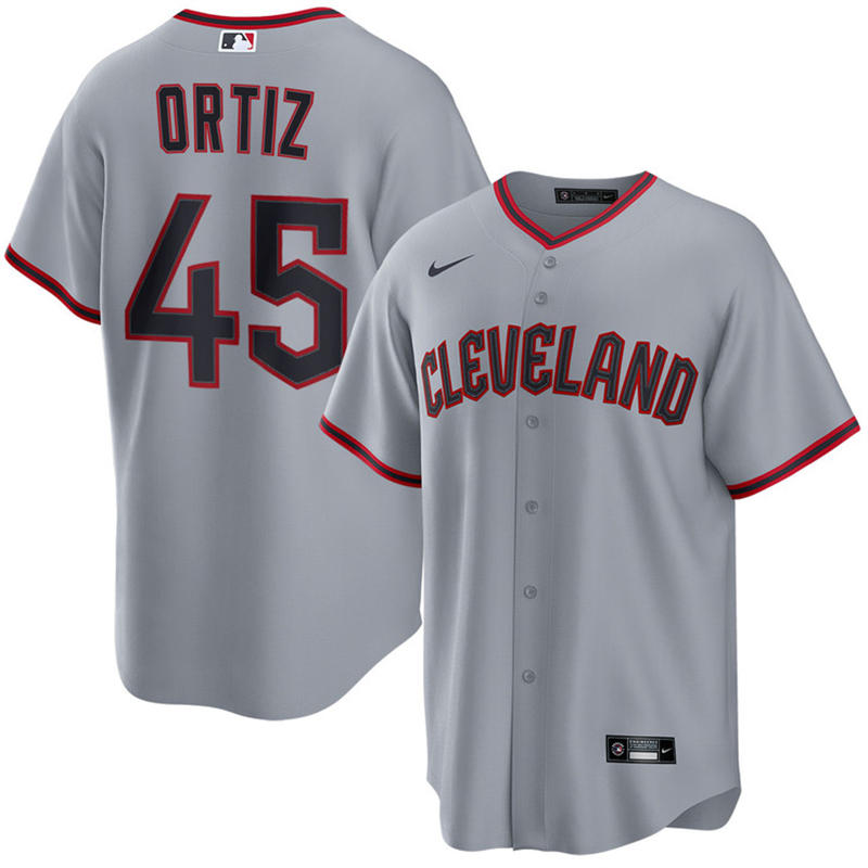 Mens Cleveland Guardians #45 Luis Ortiz Nike 2025 Gray Road Limited Player Jersey