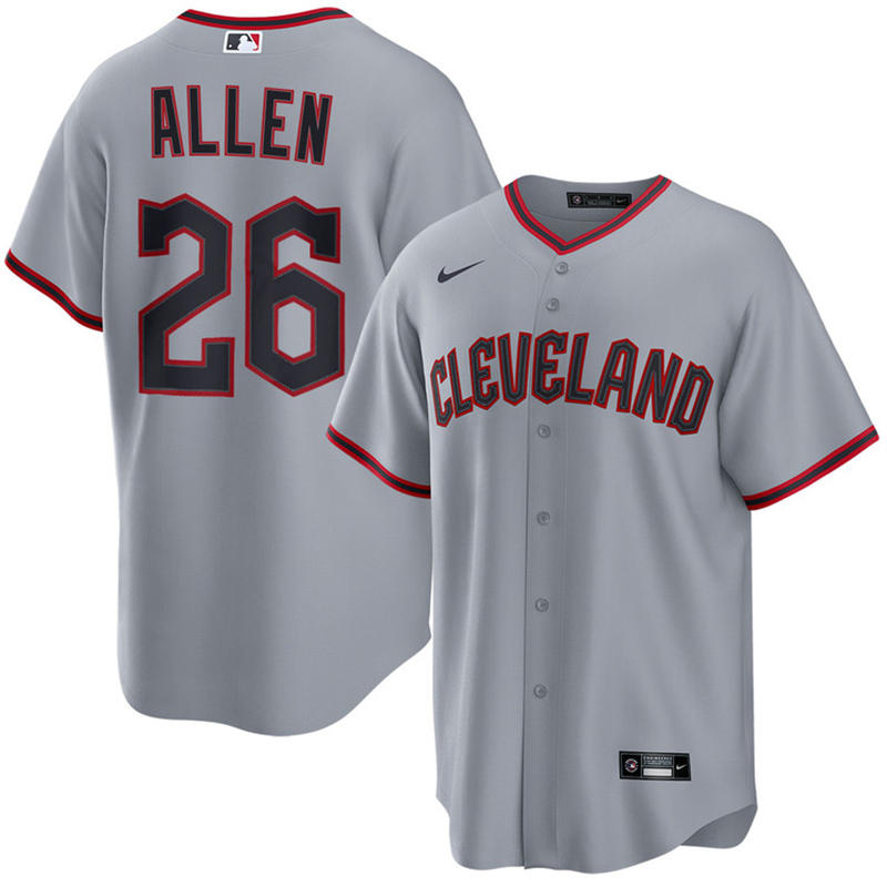Mens Cleveland Guardians #26 Logan Allen Nike 2025 Gray Road Limited Player Jersey