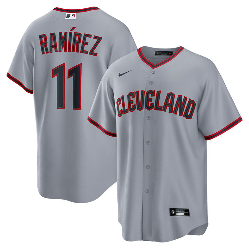 Mens Cleveland Guardians #11 Jose Ramirez Nike 2025 Gray Road Limited Player Jersey