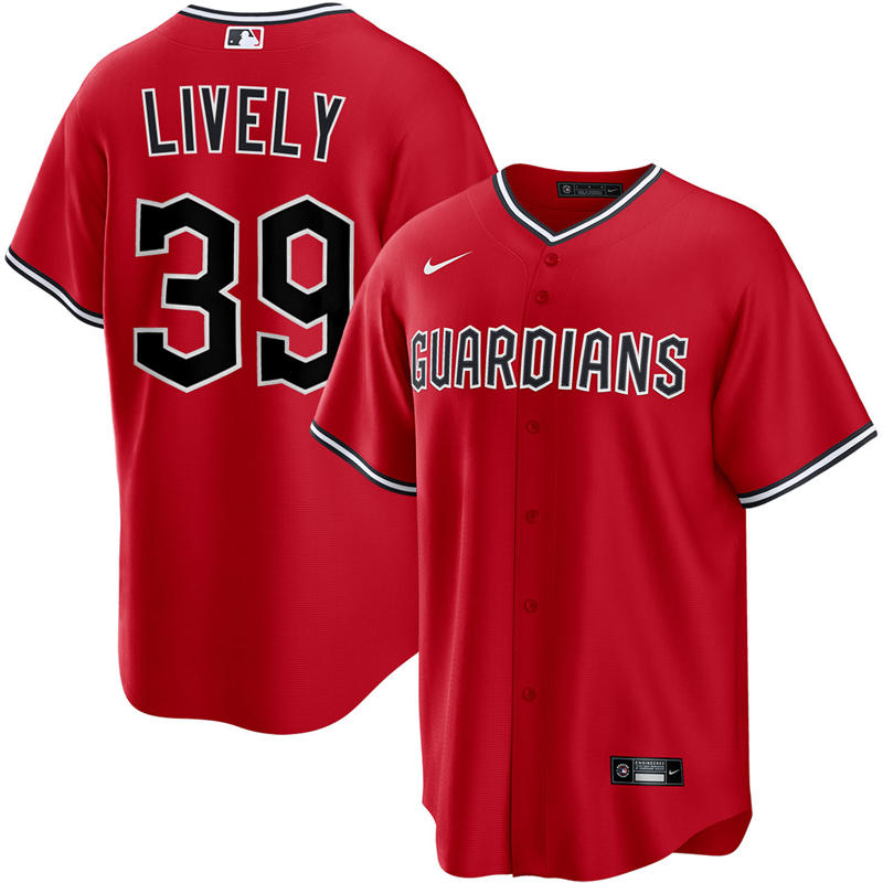 Mens Cleveland Guardians #39 Ben Lively Nike 2025 Red Alternate Limited Player Jersey