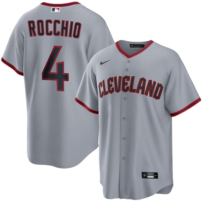 Mens Cleveland Guardians #4 Brayan Rocchio Nike 2025 Gray Road Limited Player Jersey